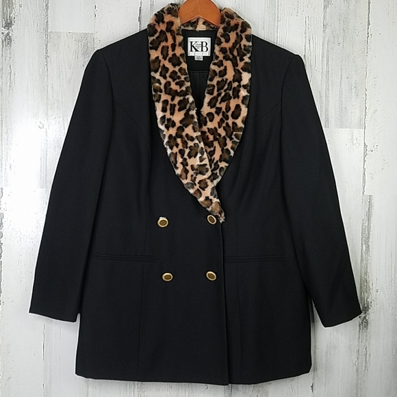 Stella Louise Jackets & Blazers - Double breasted blazer with leopard fur collar